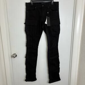 Decibel Cargo Jeans, Black, Slim Fit, Goth, Tall, 32x36